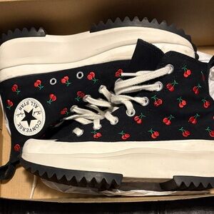 Converse Black Cherry Embroidered Sneakers
